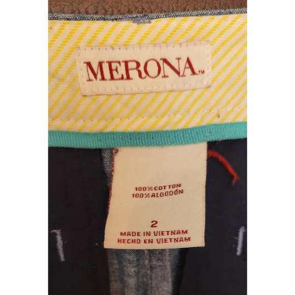 Target Merona Size 2 Chambray Shorts Blue Denim Flat Front Chinos Pockets Solid - Picture 4 of 7